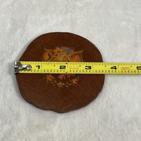 Vintage Wood Coaster Set Primitive Childrens Animals Appliques 6 Coasters & Box - Picture 13 of 13